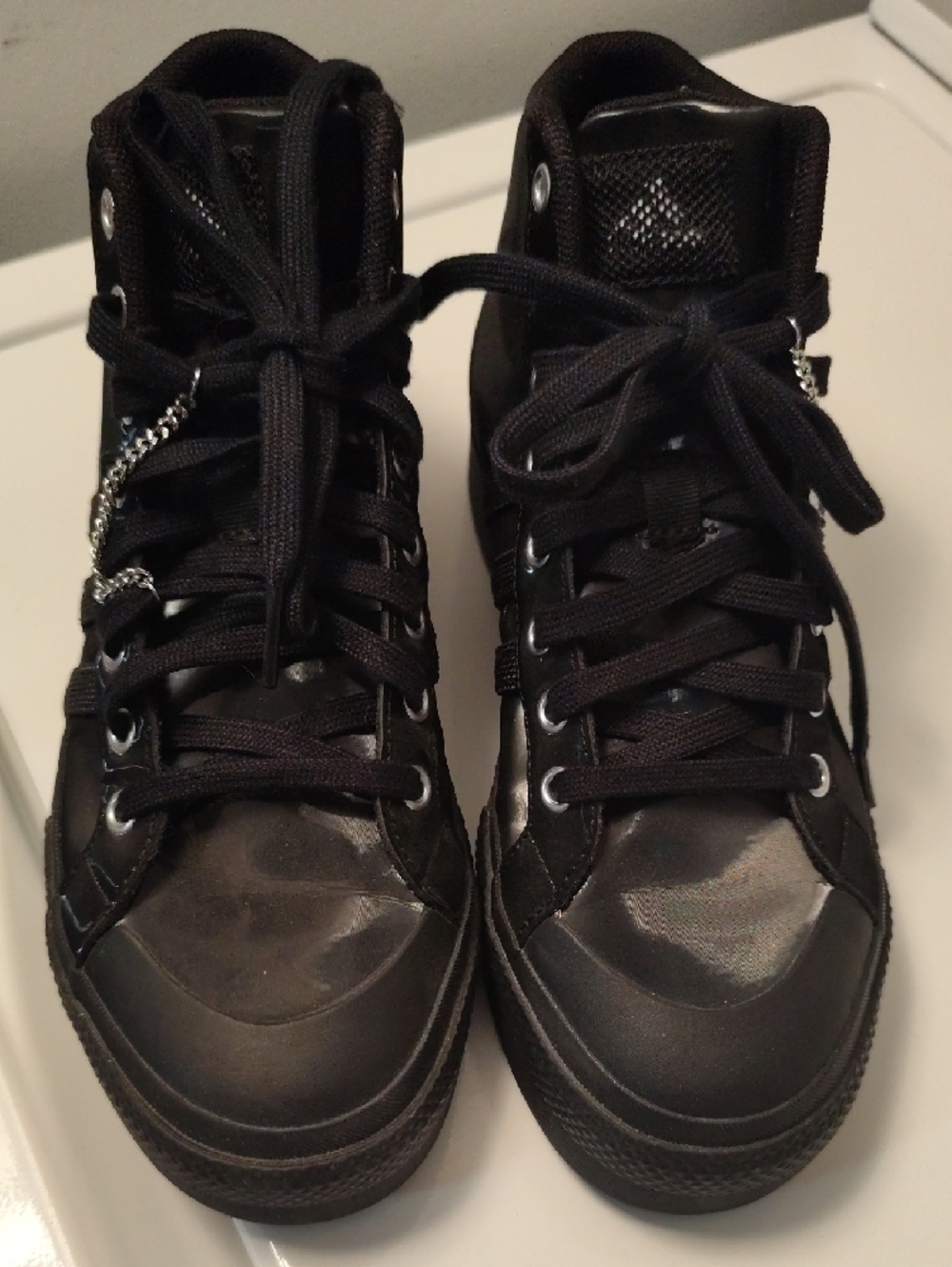adidas Originals Women’s Black High-Top Sneakers with Gloss Trim - Picture 3 of 4